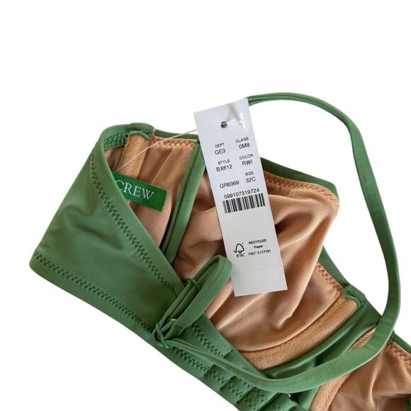 J.Crew Balconette Underwire Bikini Top Green Women's Swimwear Size 32C - Picture 5 of 7